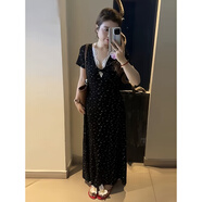 FSHE大碼胖妹妹法式溫柔蕾絲拼接碎花短袖連衣女夏季度假風(fēng)顯瘦短裙子 長(cháng)裙 M