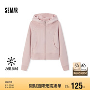 森馬（Semir）外套女短款插肩袖小個子潮2024冬季加絨緊身連帽夾克109724108015