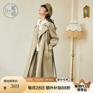紫涵（ZIHAN）雙排扣中長款風(fēng)衣女H型簡約通勤氣質(zhì)大衣金屬扣 卡其綠-5 M