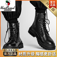西域駱駝馬丁靴男款夏季黑色工裝英倫風(fēng)休閑機車(chē)皮靴男士防滑加絨保暖棉靴 黑色單鞋升級款-駱駝官方品牌官 39