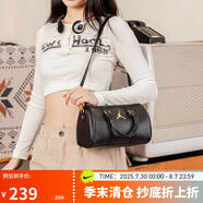 Jordan女子喬丹 金屬飛人Logo 波士頓包手提單肩包DR5595-010黑 均碼