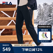 斐樂(lè)（FILA） 官方男子針織長(zhǎng)褲冬季新款加絨休閑商務(wù)通勤休閑褲 正黑色-BK L 175/84A