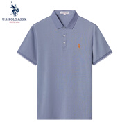 美國馬球協(xié)會(huì)短袖POLO衫男士青年商務(wù)休閑翻領(lǐng)男裝上衣T恤 海藍(lán) M 165（100-115斤左右）