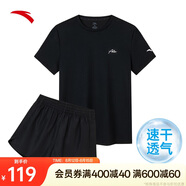安踏速干套裝丨運動短袖短褲兩件套女夏季冰絲跑步吸濕透氣羽毛球服