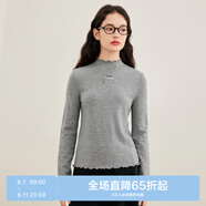樂町甜美木耳邊半高領(lǐng)打底衫20柔軟毛衫打底毛衣上衣 霜灰（現(xiàn)貨） XS
