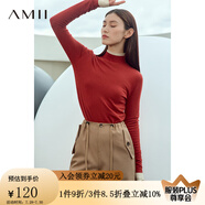 AMII2025秋冬新款簡潔通勤基礎(chǔ)款百搭半高領(lǐng)修身毛衣女顯瘦長袖上衣 瓦紅 S (155)