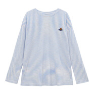 森馬（Semir）條紋長(zhǎng)袖T恤女裝2025夏季刺繡寬松中長(zhǎng)款薄款罩衫外搭上衣 藍(lán)條紋T 均碼