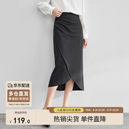 尚都比拉氣質(zhì)設計感半身裙女裝秋季開(kāi)衩包臀裙顯瘦中長(cháng)款裙子女 斑鳩灰 XL