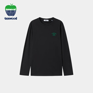 texwood蘋(píng)果男士T恤新款中青年男式體恤上衣休閑高級圓領(lǐng)棉t恤衫 黑色 常規 XS (46)