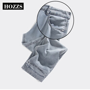 漢哲思Hozzs/漢哲思天絲牛仔褲男士夏季萊賽爾薄款冰絲褲子直筒帥氣長(zhǎng)褲 舊黃泥 S