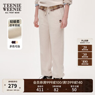 Teenie Weenie小熊女冬裝簡約復古運動仿羊羔絨束腳衛(wèi)褲休閑褲長褲 象牙白 S (160)
