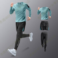 SKINS運動套裝男健身衣服男運動套裝跑步春秋速干衣春季晨跑訓(xùn)練裝備 藍綠三件套【速干 透氣】 M 【115-130斤】
