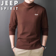 JEEP SPIRIT吉普長袖T恤男春秋款衛(wèi)衣長袖上衣休閑體恤秋衣打底衫 深咖 XL