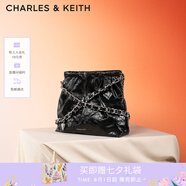 CHARLES&KEITH子母鏈條大容量流浪包托特包單肩斜挎包女包七夕禮物CK2-40671449 Noir黑銀 L