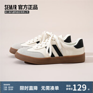 Semir官方正品女鞋德訓(xùn)鞋春秋季平底小白鞋休閑鞋經(jīng)典百搭運動板鞋女 米黑 37