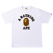 A BATHING APE男士學(xué)院風(fēng)純色圓領(lǐng)短袖T恤白 white 均碼 |XL
