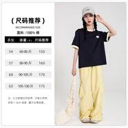 愛 西娜女大童短袖T恤2025新款夏季兒童夏裝女孩夏款上衣初中生純棉半袖 藏青_國(guó)標(biāo)尺碼，正碼正拍 150 cm