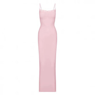 SKIMS情人節限定2色定染多層彈力蕾絲緊身連衣裙蕾絲邊包臀長(cháng)裙 情人粉 M