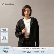 Calvin KleinJeans秋冬女士休閑字母刺繡ck抓絨拉鏈開衫外套連帽衛(wèi)衣40WH104 UB1-太空黑 S
