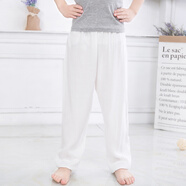 佐琪魚(yú)男士夏棉綢防蚊燈籠褲成人薄款晨練太極女休閑寬松綿綢長(cháng)褲人造棉 白色 XL (建議身高160-170)