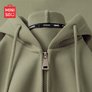 名創(chuàng)優(yōu)品（MINISO）300g重磅連帽衛(wèi)衣男開衫衣服春秋高級感山系復(fù)古oversize大碼外套 棕櫚綠 常規(guī) XL 180(不起球 不掉色)