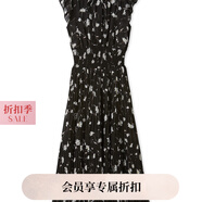 SNIDEL2025春夏新品優(yōu)雅印花荷葉邊小飛袖茶歇連衣裙SWFO252004 黑色 L S (0)