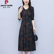 皮爾卡丹精致25年長袖連衣裙春秋款女品牌高檔十三行高端正式場(chǎng)合氣質(zhì)裙子 圖片色 L (106-115斤)