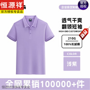恒源祥寶藍(lán)色純棉t恤定制POLO短袖工作服印logo克萊因藍(lán)翻領(lǐng)廣告衫工裝 透氣干爽-淺紫 S 【推薦80-90斤】