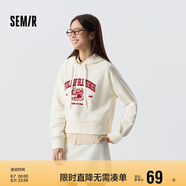 森馬[陳都靈同款]衛(wèi)衣女短款福龍印花紅色短外套101124116005