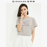 佐丹奴 女裝T恤 棉質(zhì)針織大象的日常印花圓領(lǐng)短袖 13394204 灰