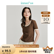 茵曼（INMAN）多色無(wú)袖顯瘦吊帶背心T恤女裝2025夏季新款簡(jiǎn)約休閑百搭圓領(lǐng)上衣 深咖啡-18424213 S