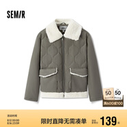 森馬（Semir）棉服女拼接毛絨翻領(lǐng)溫柔百搭2024冬季寬松棉衣復(fù)古風(fēng)109724112003