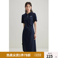 獨束大碼女裝【雙色雙版】氣質休閑Polo領連衣裙女夏裝新款簡約裙子 星空藍-長款 XL (尺碼：3)