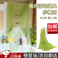 隨燦 紗幔網紗布婚禮布置窗簾紗歐根紗網紗布料環(huán)創(chuàng)網紗舞臺拍攝道具 草綠色【1.6米寬】2米長