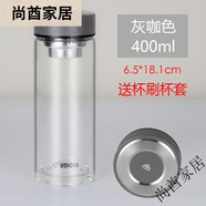 映棠臥龍單層玻璃杯加厚男大容量500ml車載鋼化防摔泡茶杯水杯子家用 款咖色單層加厚400ml