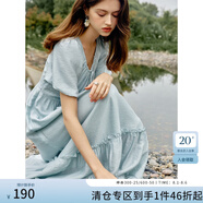 范思藍恩茶歇法式氣質(zhì)連衣裙女夏季2024新款田園風(fēng)度假長裙12506 薄荷綠 XL