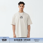 CHINISM  CH赤塵美式?jīng)龈兴俑啥绦鋞恤男士夏季潮流寬松休閑五分袖上衣 卡其色 （基礎(chǔ)款） S