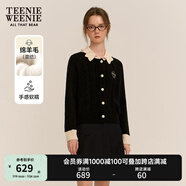 Teenie Weenie小熊女裝簡約時尚針織開衫25春季休閑法式淑女毛衣學院 藏青色 S