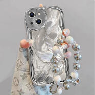 鉅臣（Junchen）適用蘋果14手機(jī)殼iPhone14ProMax電鍍奶油紋Plus保護(hù)套Pro新款Max專用外殼子全包防摔女生Pin感銀 電鍍銀奶油紋【銀色蝴蝶】+蝴蝶結(jié)珍珠手鏈+鋼化膜 iPho