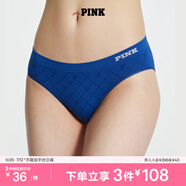 維多利亞的秘密（Victoria's Secret）PINK 夏季舒適無痕3A抗菌抑菌LOGO中腰包臀內褲三角褲女 08M9深藍色-格紋款 11255733 1條 M