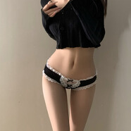 戲狐（XIHU）偷吻洛麗塔日系甜美可愛女仆低腰純欲少女士秋冬蕾絲 黑色白花邊 均碼 【80—120斤】
