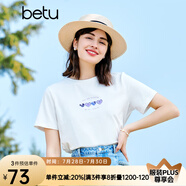 百圖betu女裝春夏新款T恤溫柔風(fēng)減齡短袖圓領(lǐng)重工藝T恤女2302T15 白色 L
