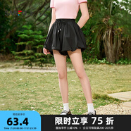 三福短褲2025夏季松緊腰頭設(shè)計花苞褲甜美褲子女裝495772 黑色 S