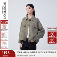 例外（EXCEPTION）新中式女裝秋冬款綿羊毛保暖寬松蝙蝠袖版型毛呢外套夾克 軍綠 M