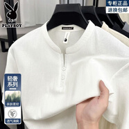 花花公子（PLAYBOY）夏季圓領(lǐng)時(shí)尚男士短袖T恤美式休閑百搭純色體恤半袖棉麻上衣服潮t No1dara-棉麻T恤-白色 L 170120-140斤