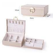 山頭林村biqi首飾盒子精致項鏈防氧化大容量禮物耳環(huán)飾品首飾盒收納盒 極簡(jiǎn)首飾盒-新光蜜粉 (雙層大容量-鹿纖絨)
