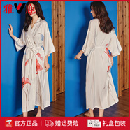 雅鹿新款睡袍女夏款冰絲薄款國風(fēng)復古日式漢服晨袍睡衣浴袍衣長(cháng)款公主 白虞美人 均碼 均大碼 168c以上，120-180