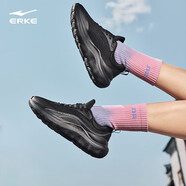 鴻星爾克（ERKE）悅影女跑步鞋新款網(wǎng)面透氣運(yùn)動鞋軟底跑鞋減震輕便女鞋子 正黑 35
