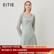 愛特愛（EITIE）氣質(zhì)方領收腰a字中裙繡花蕾絲連衣裙秋季新款收腰a字中裙C2207034 冬季梨42 M 160