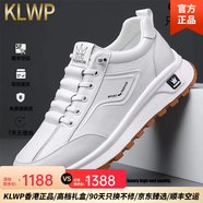 KLWP香港國際輕奢男鞋新款真皮休閑運(yùn)動鞋男士減震防滑耐磨跑步透氣 白色[正品男鞋] 43
